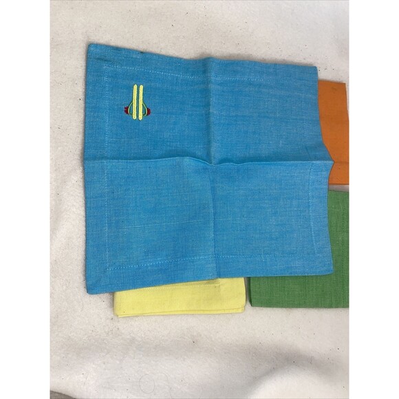 Tag Summer Cocktail Drink Cotton Napkins Flip Flop Beach Ocean 10x10 Set of 4 - Picture 6 of 8